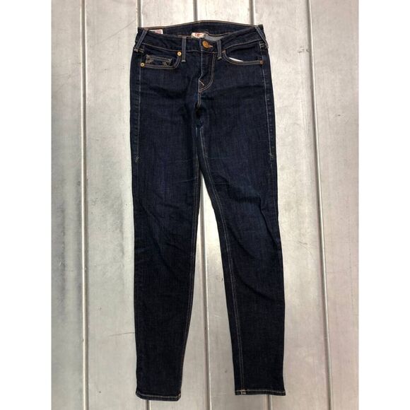 True Religion Womens Jeans Size 26 Halle Blue Dark Wash Denim Y2K Made In USA - Picture 2 of 8